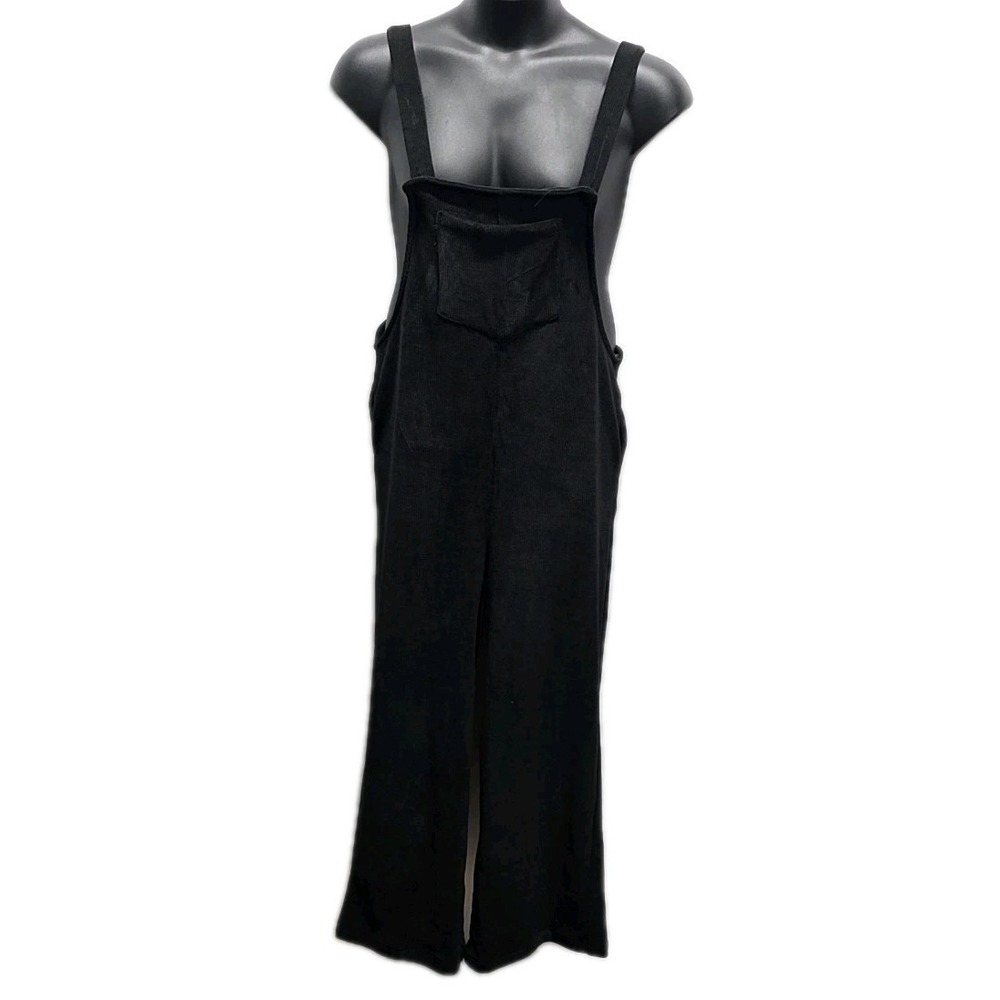 NWT Very J New In Black Knit Overall‎ Jumpsuit Wide Leg Lounge sz S